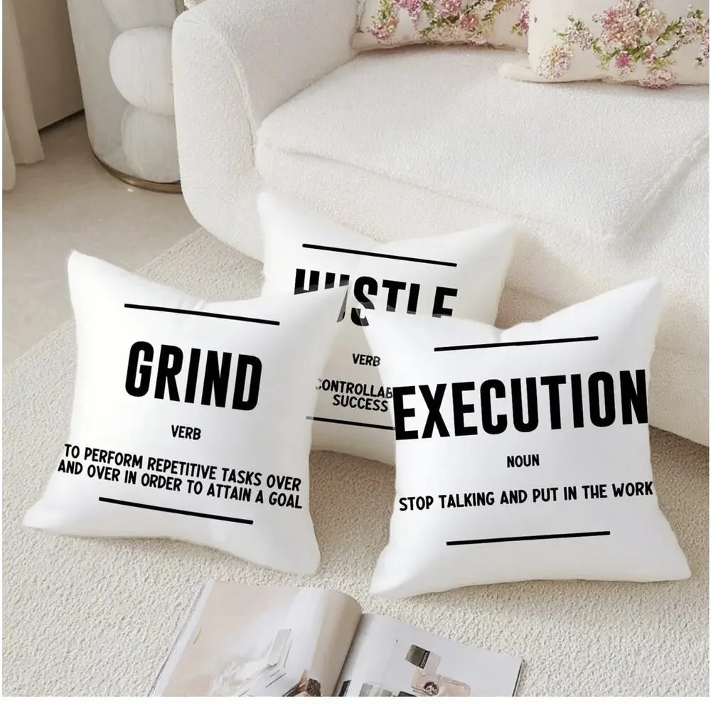 Quote Grind Hustle Execution Quote Success Entrepreneur 3 Pillow Case 18x18”
